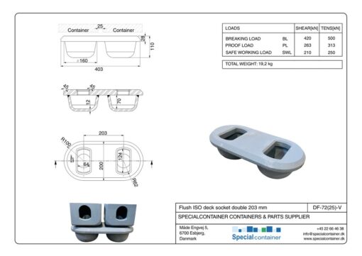 Flush ISO Deck Socket – Double 203 mm - Image 4