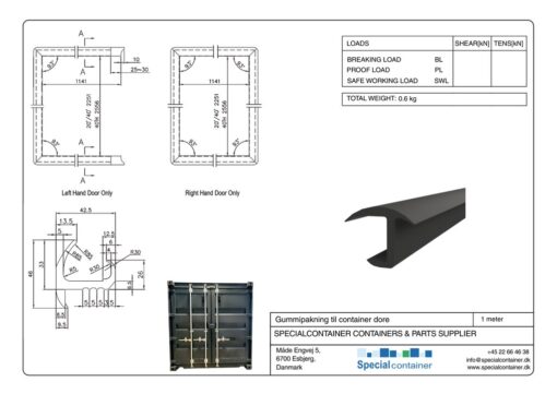 Gummipakning til container døre - 1m - Image 4
