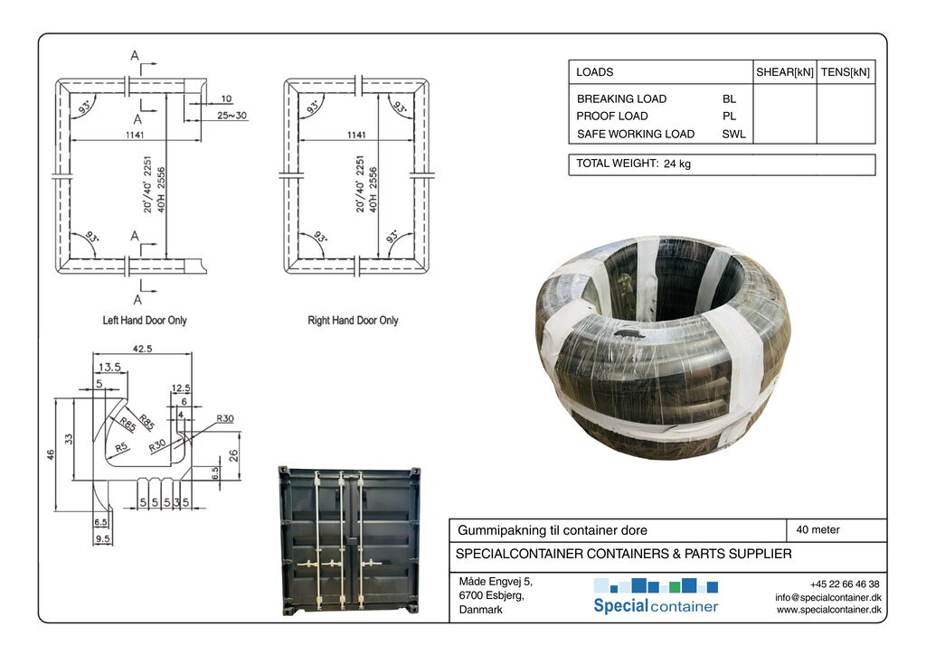 Gummipakning til container døre, rulle á 40 meter - Image 6