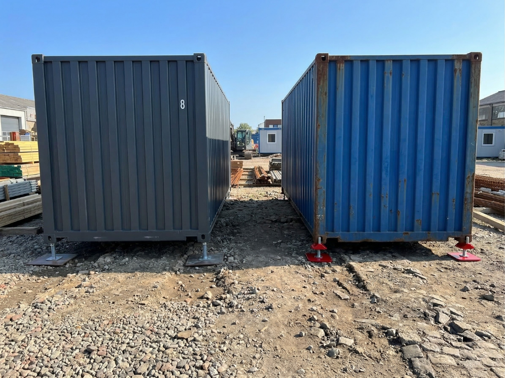 2 solutions for container leveling and height adjustment