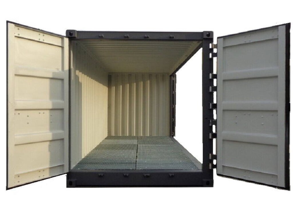 20´ container med sidedøre og med spildbakke, ny