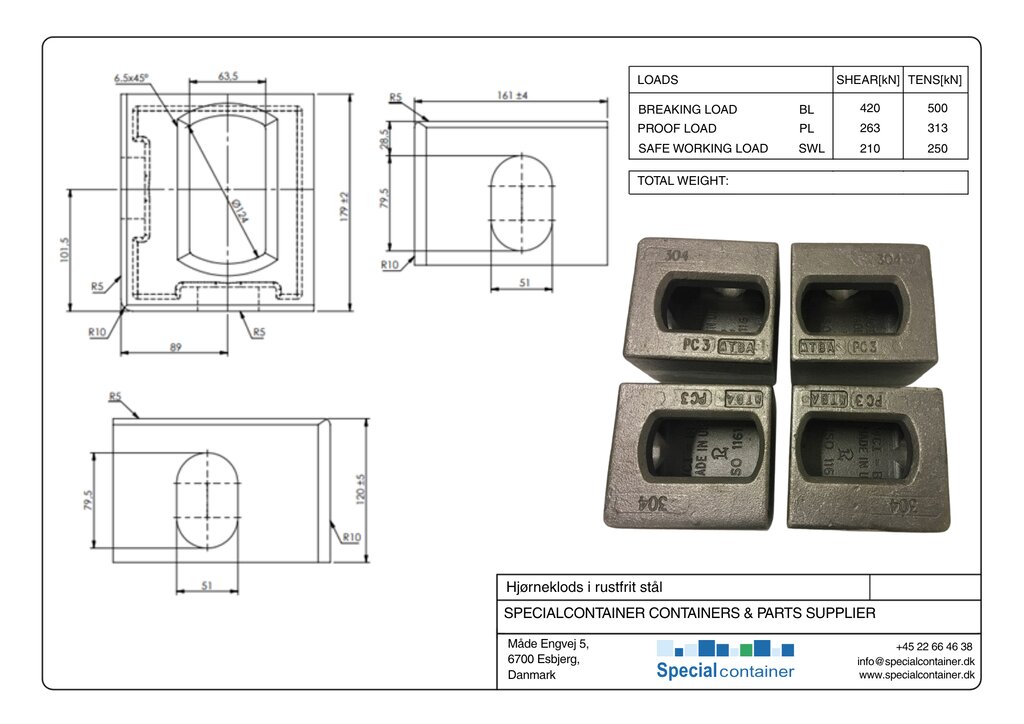 Corner castings, stainless steel, full set with 8 pcs. - Image 8